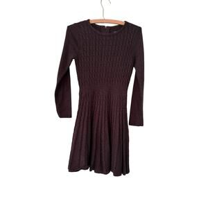 Ellen Tracy Women's Small Charcoal Gray Round Neck Cable Knit Sweater Dress